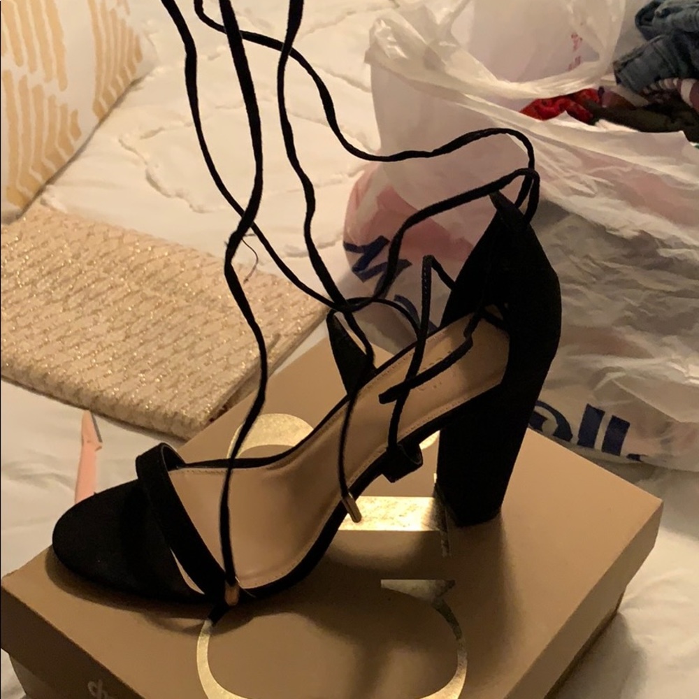 Black lace up heels